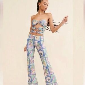 Oceanus Eden Strapless Multicolor Zodiac Printed Jumpsuit